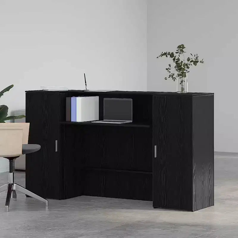 Reception Desk – Legno d'ingegneria in rovere nero 180 x 50 x 103,5 cm