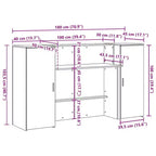 Reception Desk – Legno d'ingegneria in rovere nero 180 x 50 x 103,5 cm