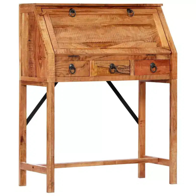 Scrivania – Legno massello di acacia marrone, rettangolare media