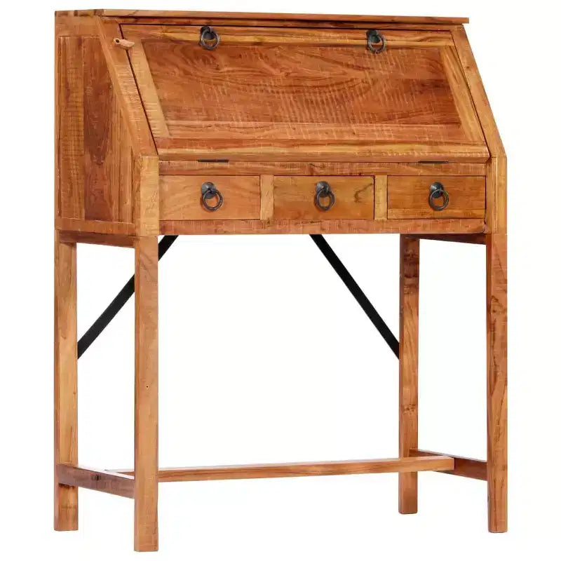 Scrivania – Legno massello di acacia marrone, rettangolare media