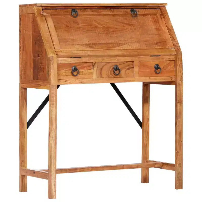 Scrivania – Legno massello di acacia marrone, rettangolare media