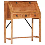 Scrivania – Legno massello di acacia marrone, rettangolare media