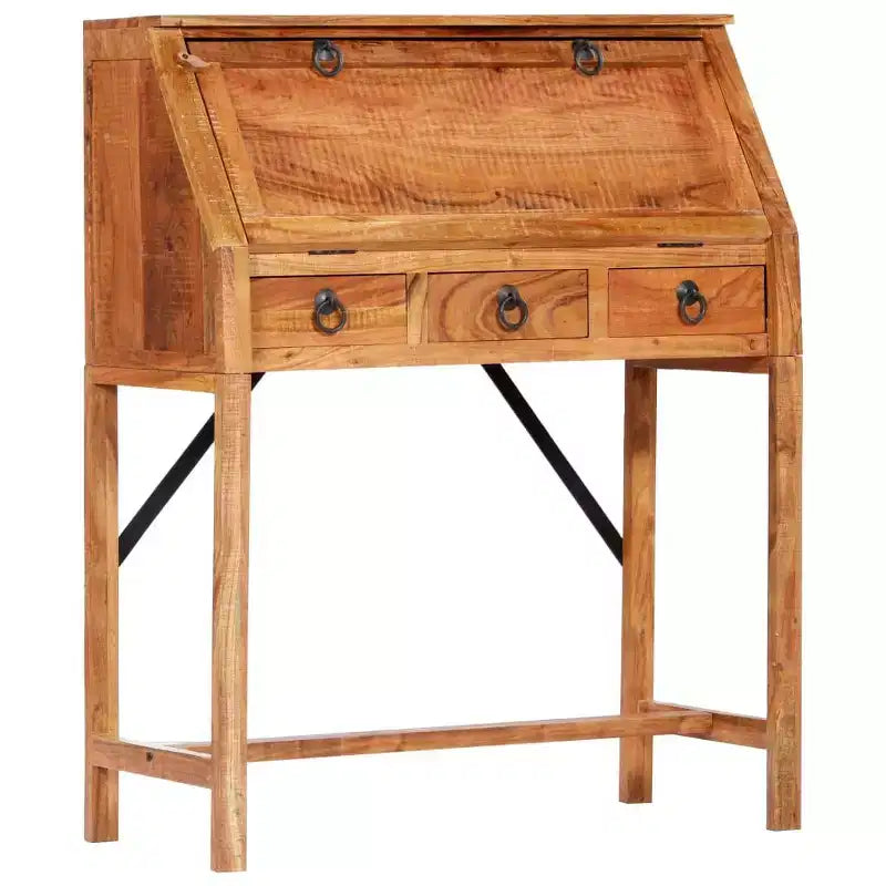 Scrivania – Legno massello di acacia marrone, rettangolare media