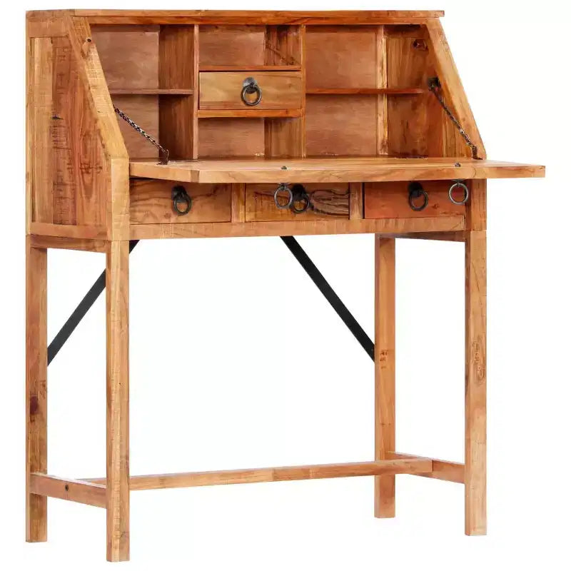 Scrivania – Legno massello di acacia marrone, rettangolare media