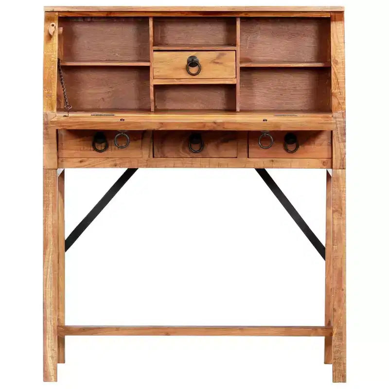 Scrivania – Legno massello di acacia marrone, rettangolare media