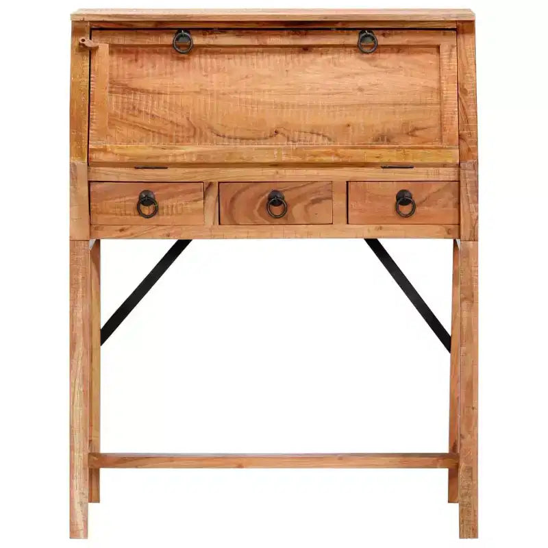 Scrivania – Legno massello di acacia marrone, rettangolare media