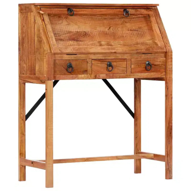 Scrivania – Legno massello di acacia marrone, rettangolare media