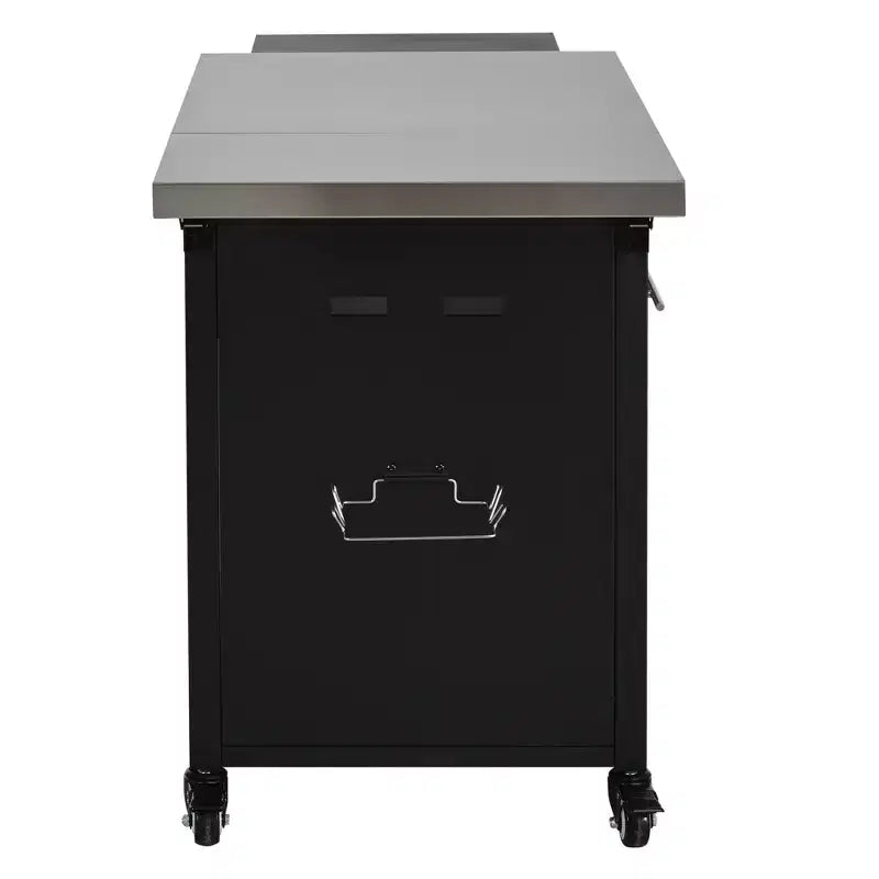 Carrello pieghevole da esterno per la preparazione del barbecue con piano in acciaio inossidabile
