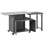Carrello pieghevole da esterno per la preparazione del barbecue con piano in acciaio inossidabile
