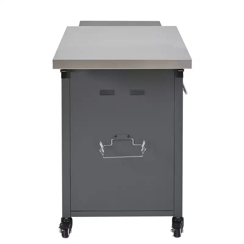 Carrello pieghevole da esterno per la preparazione del barbecue con piano in acciaio inossidabile