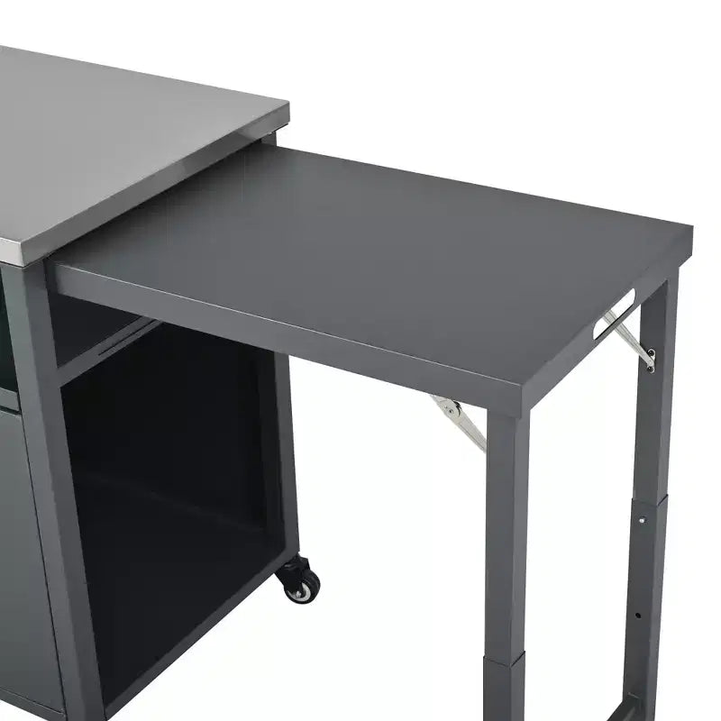 Carrello pieghevole da esterno per la preparazione del barbecue con piano in acciaio inossidabile