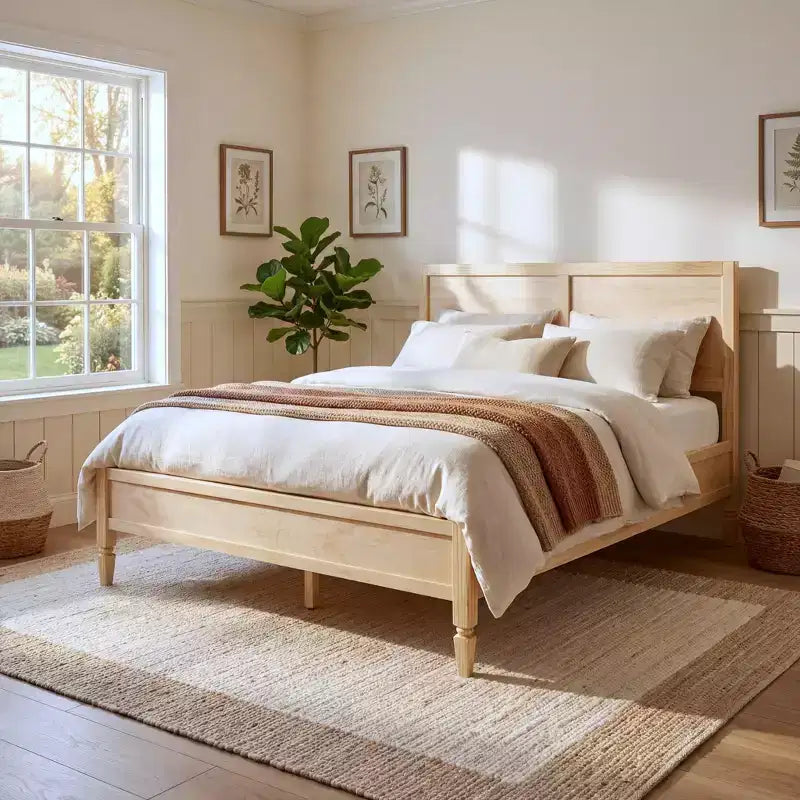 Letto con struttura a piattaforma Queen/King e testiera classica a pannelli