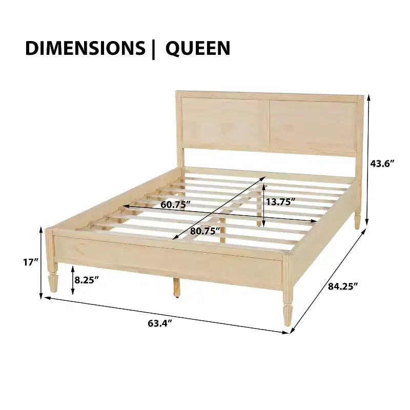 Letto con struttura a piattaforma Queen/King e testiera classica a pannelli