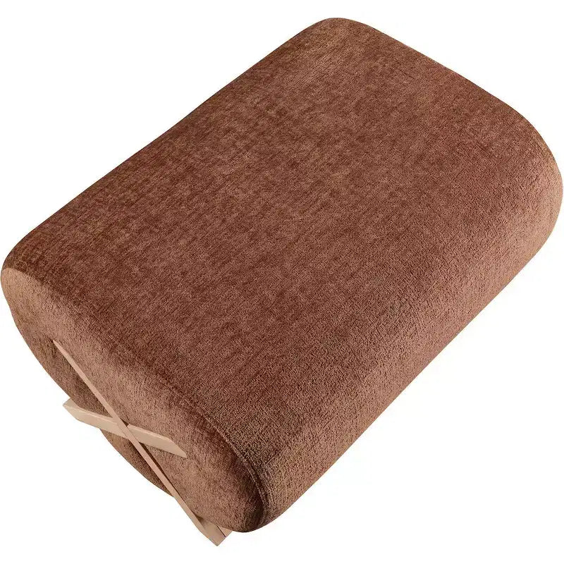 Pouf rivestito in tessuto – Poliestere nero con struttura in legno massello