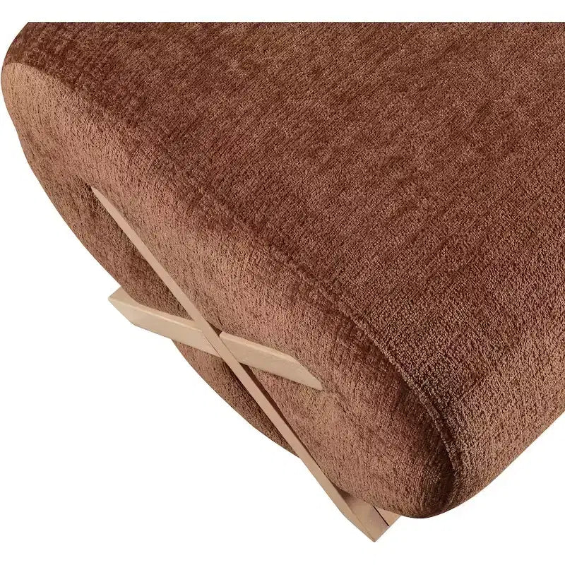 Pouf rivestito in tessuto – Poliestere nero con struttura in legno massello