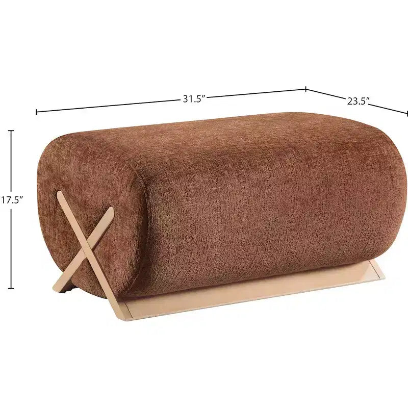 Pouf rivestito in tessuto – Poliestere nero con struttura in legno massello