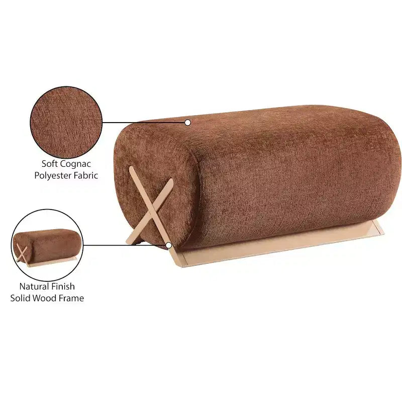 Pouf rivestito in tessuto – Poliestere nero con struttura in legno massello