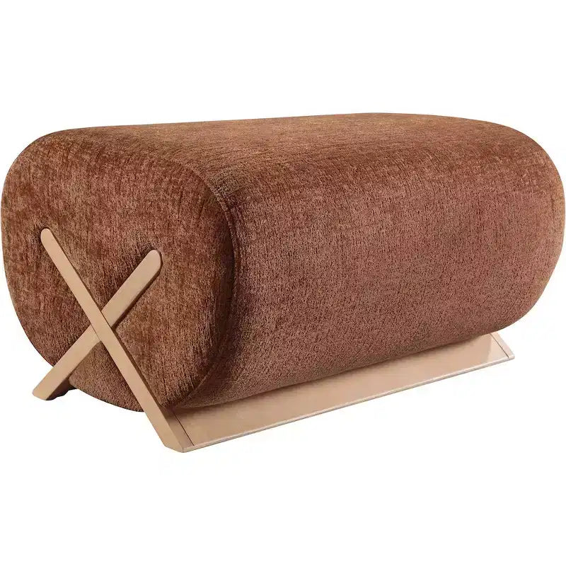 Pouf rivestito in tessuto – Poliestere nero con struttura in legno massello