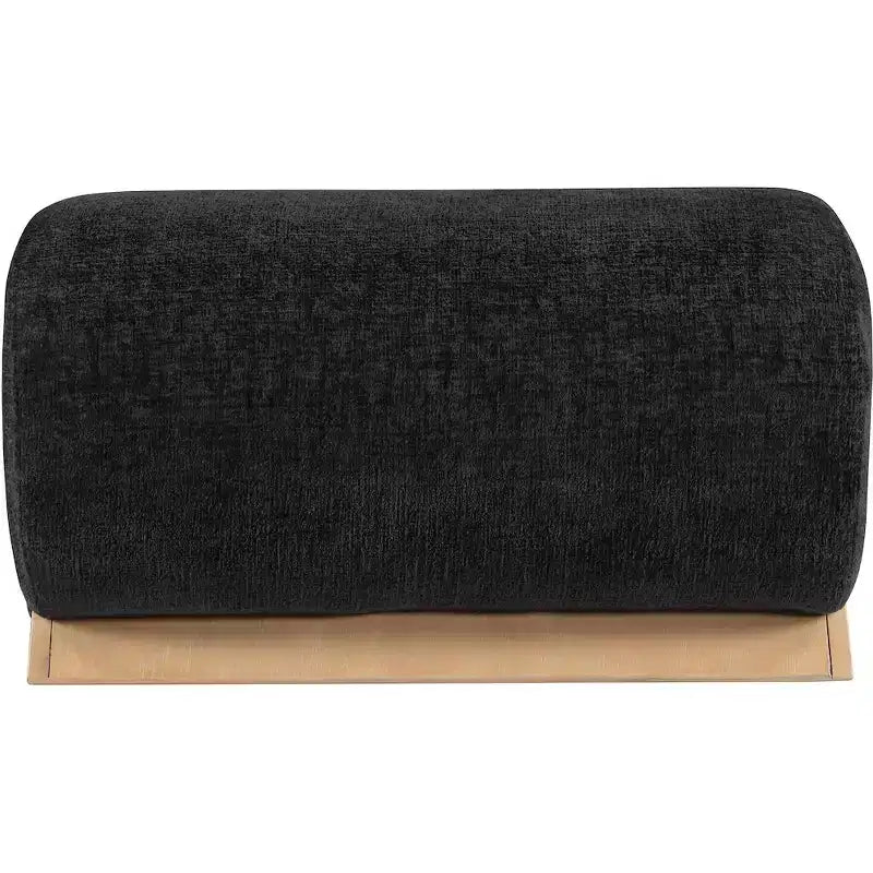Pouf rivestito in tessuto – Poliestere nero con struttura in legno massello