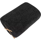 Pouf rivestito in tessuto – Poliestere nero con struttura in legno massello