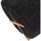 Pouf rivestito in tessuto – Poliestere nero con struttura in legno massello