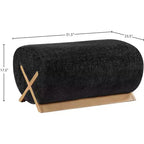 Pouf rivestito in tessuto – Poliestere nero con struttura in legno massello
