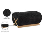 Pouf rivestito in tessuto – Poliestere nero con struttura in legno massello