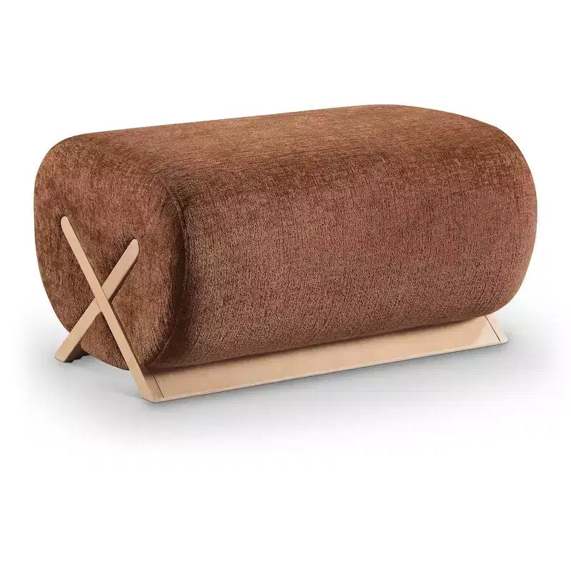 Pouf rivestito in tessuto – Poliestere nero con struttura in legno massello