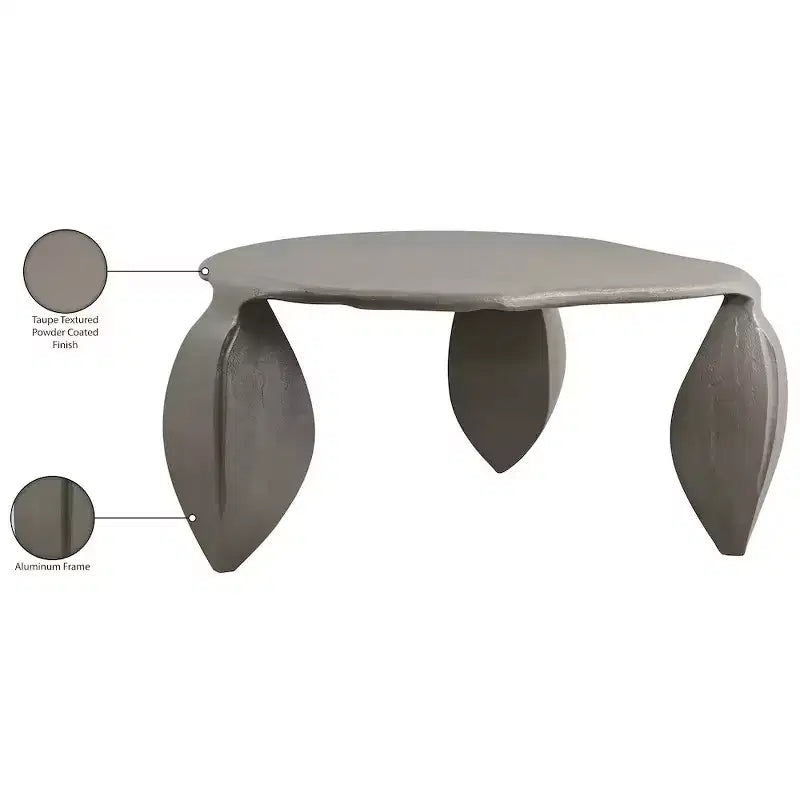 Tavolino da caffè in alluminio verniciato a polvere nero – Design a 3 gambe Art Déco