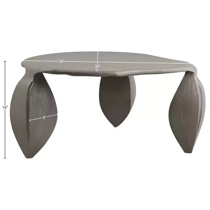 Tavolino da caffè in alluminio verniciato a polvere nero – Design a 3 gambe Art Déco