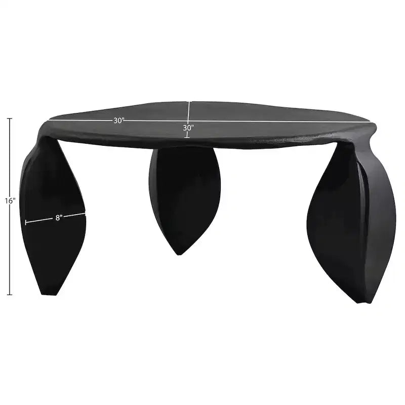 Tavolino da caffè in alluminio verniciato a polvere nero – Design a 3 gambe Art Déco