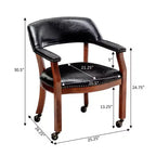 Poltrona in pelle vegana con ruote – Struttura in legno espresso e borchie decorative