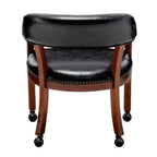 Poltrona in pelle vegana con ruote – Struttura in legno espresso e borchie decorative