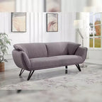 Divano da 198 cm in lino grigio con rivestimento in velluto e 2 cuscini decorativi