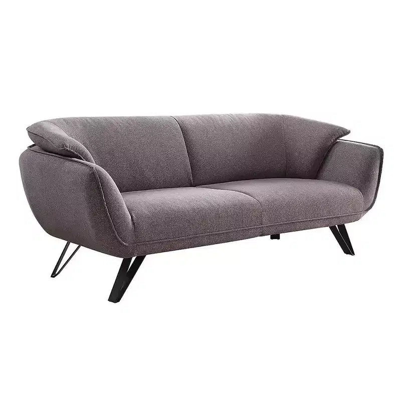 Divano da 198 cm in lino grigio con rivestimento in velluto e 2 cuscini decorativi