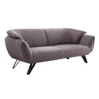 Divano da 198 cm in lino grigio con rivestimento in velluto e 2 cuscini decorativi