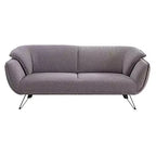 Divano da 198 cm in lino grigio con rivestimento in velluto e 2 cuscini decorativi