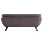 Divano da 198 cm in lino grigio con rivestimento in velluto e 2 cuscini decorativi