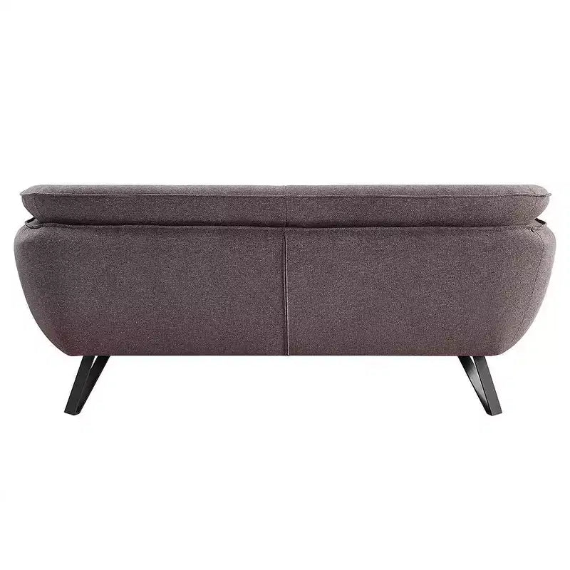 Divano da 198 cm in lino grigio con rivestimento in velluto e 2 cuscini decorativi