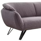 Divano da 198 cm in lino grigio con rivestimento in velluto e 2 cuscini decorativi