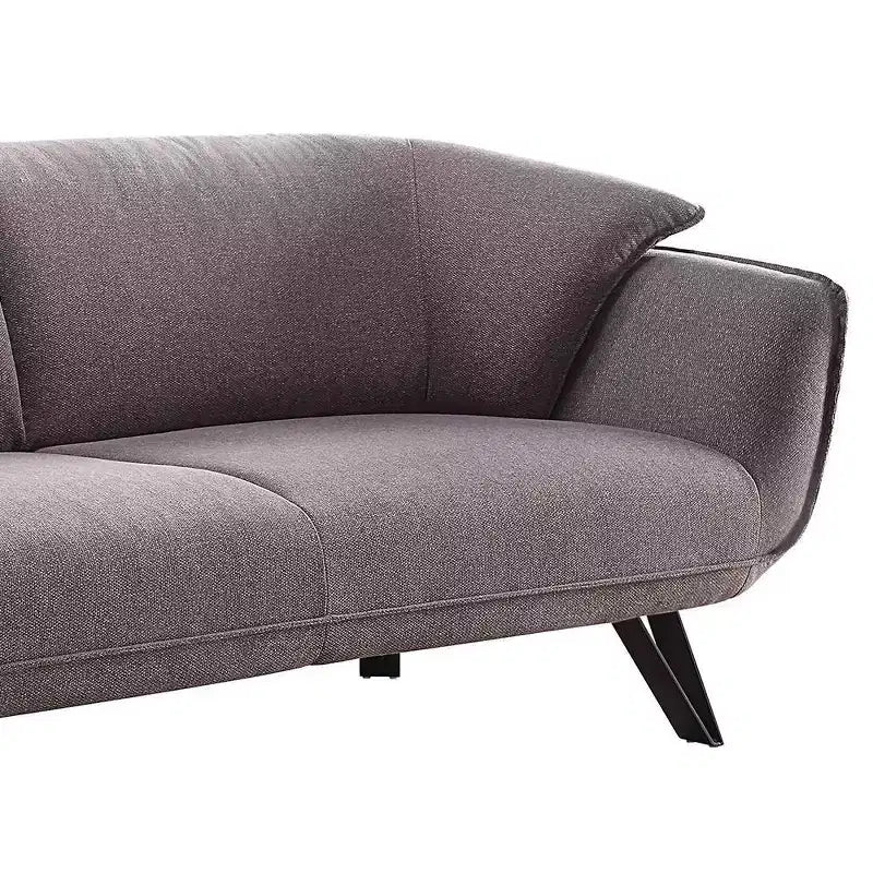 Divano da 198 cm in lino grigio con rivestimento in velluto e 2 cuscini decorativi