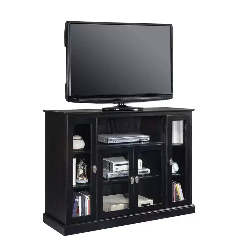 Mobile TV Highboy da 60" con armadietti e 9 ripiani – Nero