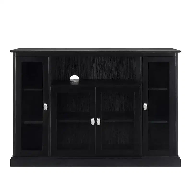 Mobile TV Highboy da 60" con armadietti e 9 ripiani – Nero