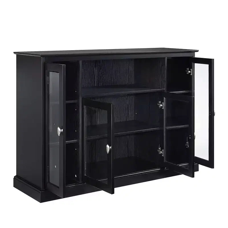 Mobile TV Highboy da 60" con armadietti e 9 ripiani – Nero
