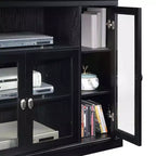 Mobile TV Highboy da 60" con armadietti e 9 ripiani – Nero