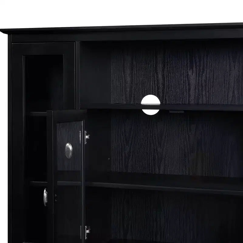 Mobile TV Highboy da 60" con armadietti e 9 ripiani – Nero