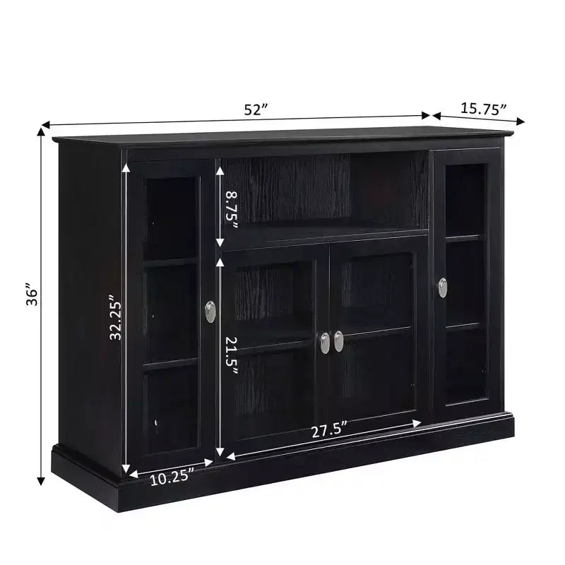 Mobile TV Highboy da 60" con armadietti e 9 ripiani – Nero
