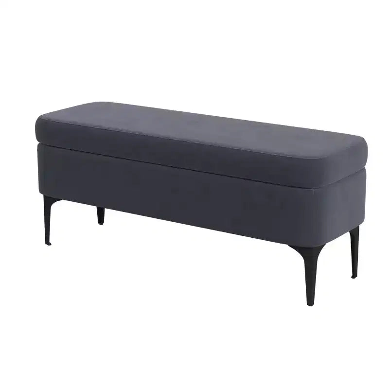 Grande panca contenitore moderna con gambe in metallo nero opaco