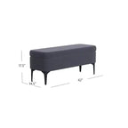 Grande panca contenitore moderna con gambe in metallo nero opaco