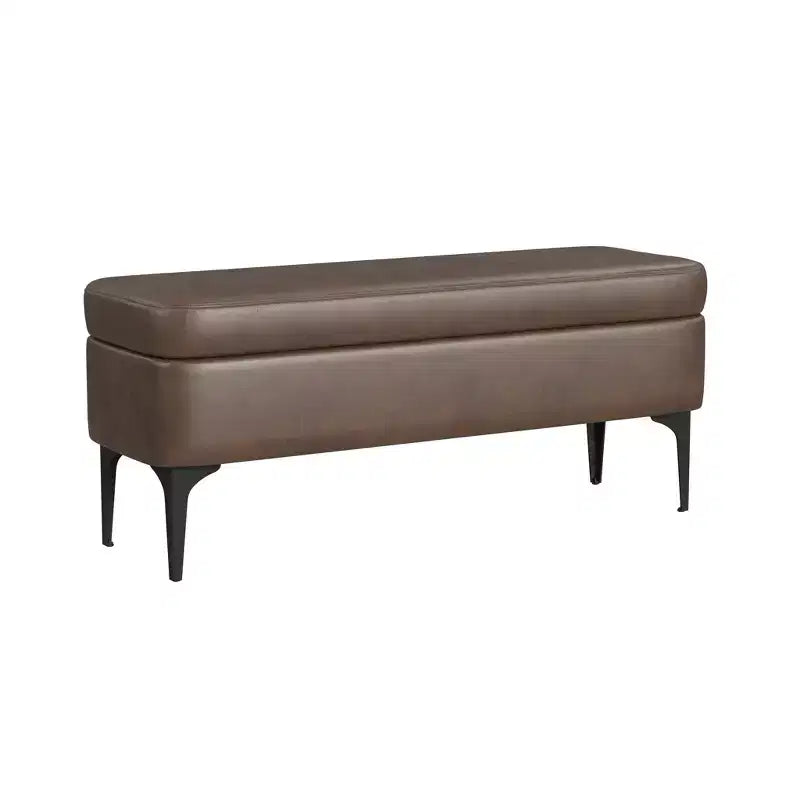 Grande panca contenitore moderna con gambe in metallo nero opaco